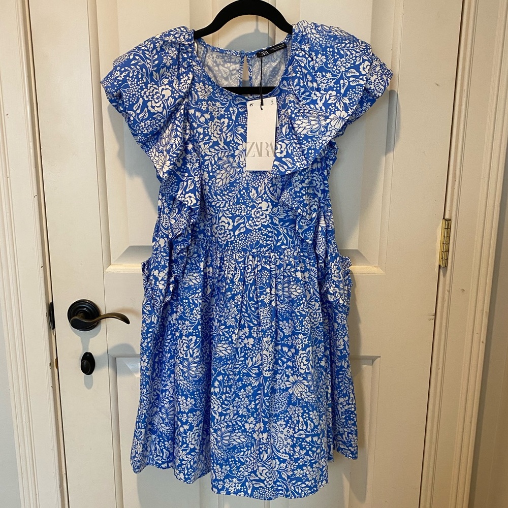 Zara Blue and White Mini Dress